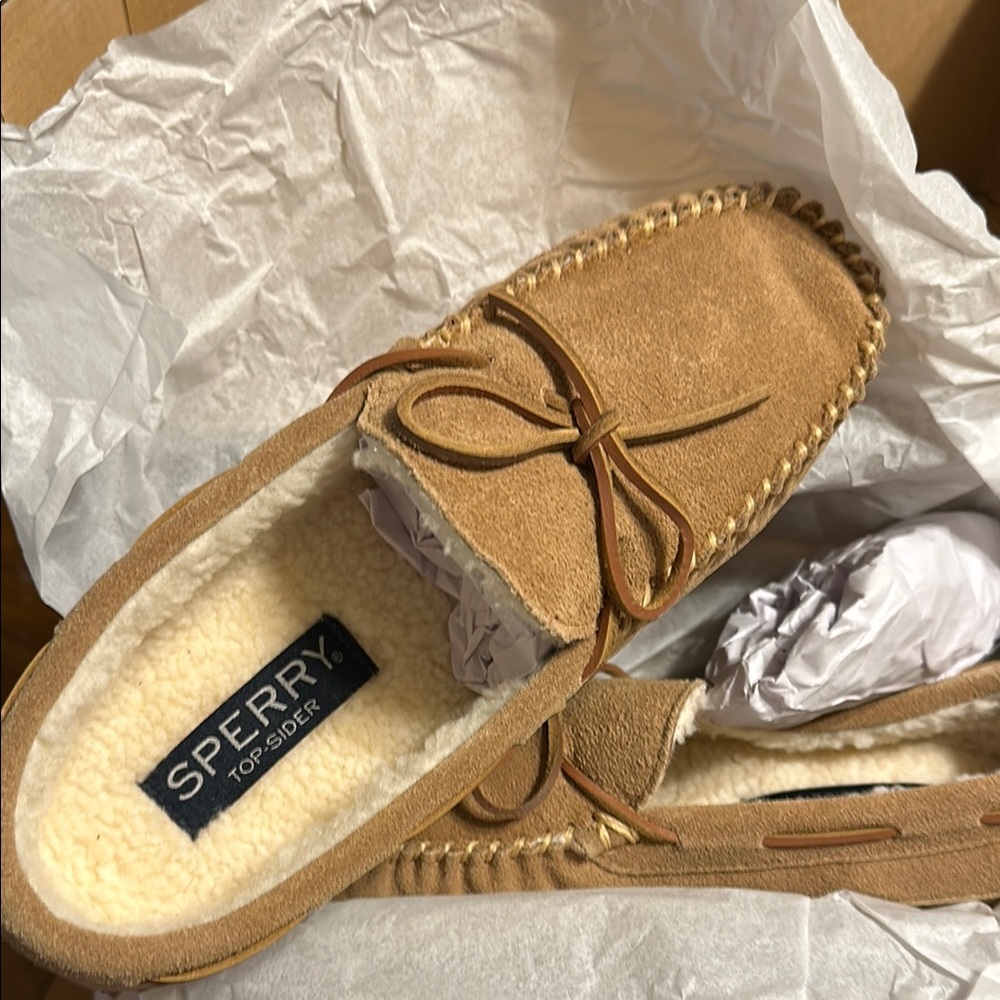 Sperry Tan Suede Moccasins